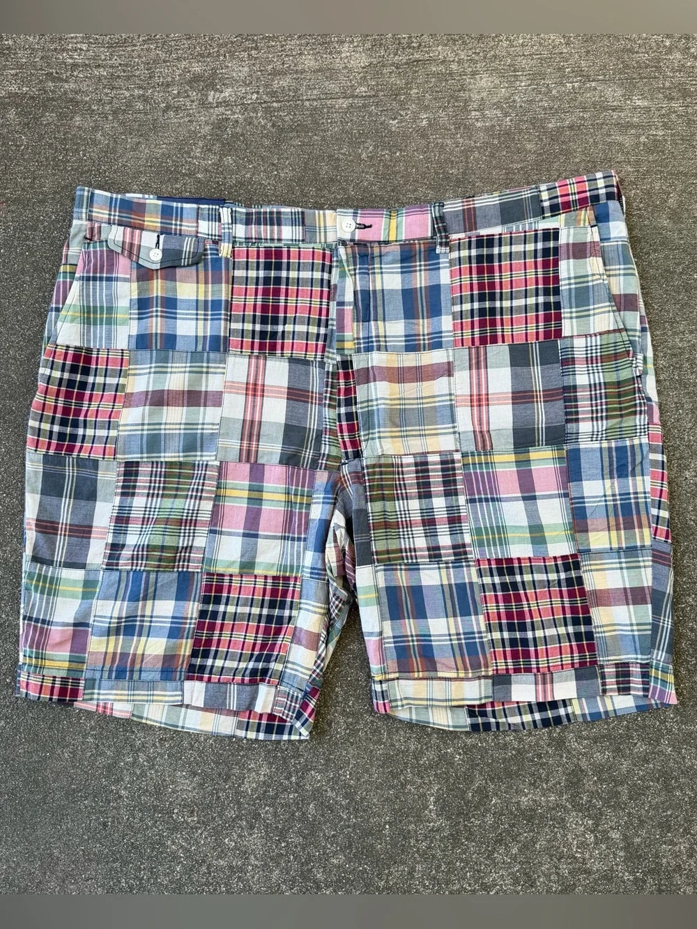Polo Ralph Lauren Madras Plaid Patchwork Chino Shorts Size 48B Classic Fit NWT
